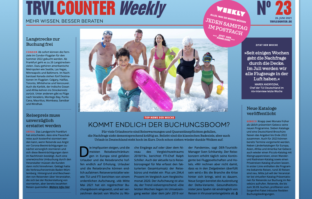 TRVL Counter WEEKLY Nr. 23 vom 26. Juni 2021