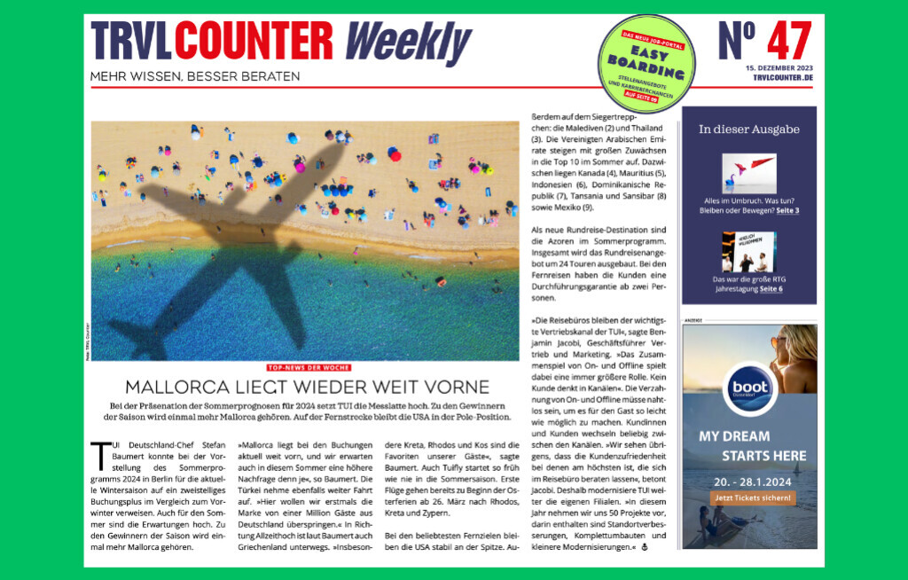 TRVL Counter WEEKLY Nr. 47 vom 15. Dezember 2023