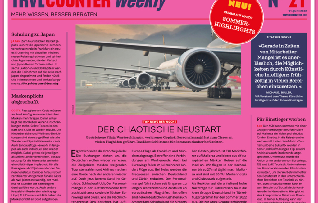 TRVL Counter WEEKLY Nr. 21 vom 11. Juni 2022