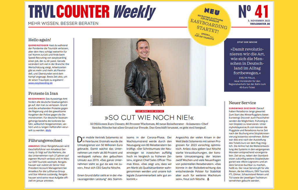 TRVL Counter WEEKLY Nr. 41 vom 05. November 2022