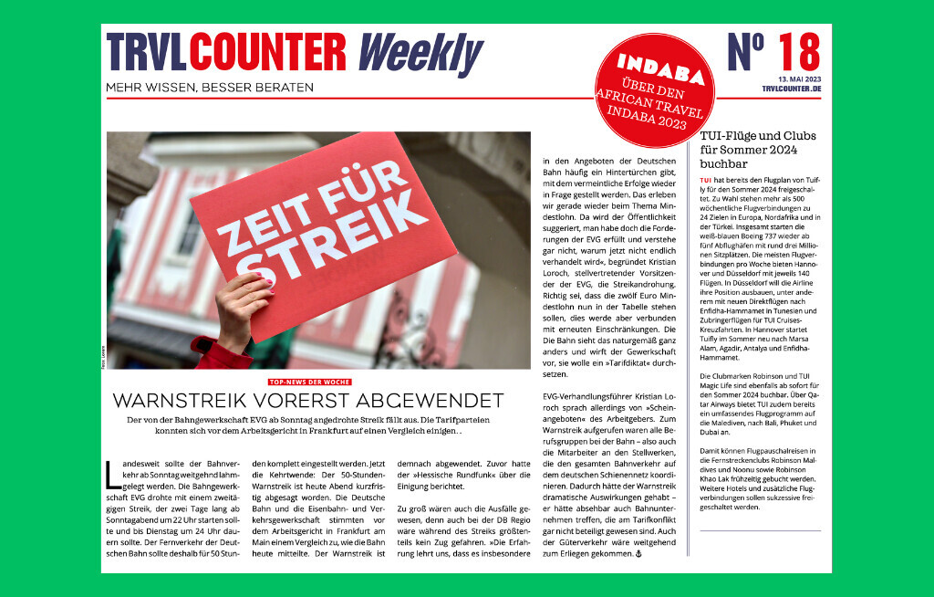TRVL Counter WEEKLY Nr. 18 vom 12. Mai 2023