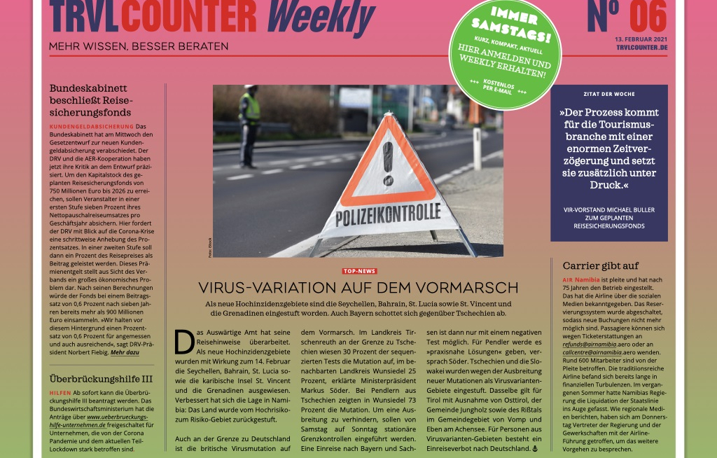 TRVL Counter WEEKLY Nr. 06 vom 12.02.2021