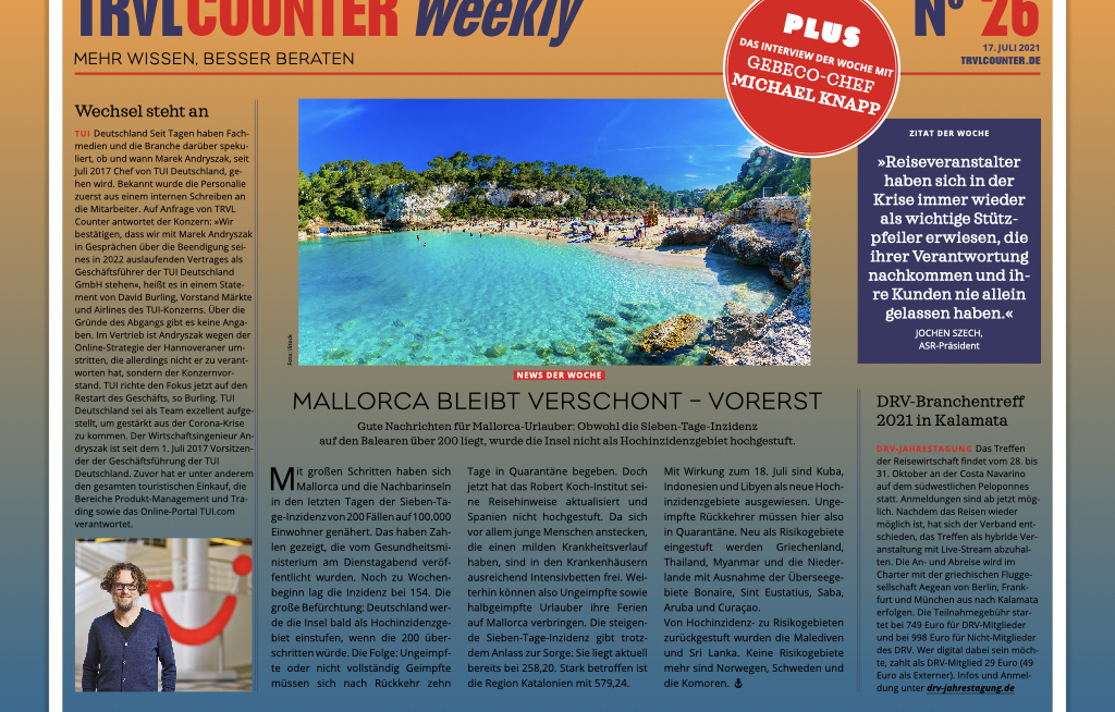 TRVL Counter WEEKLY Nr. 26 vom 17. Juli 2021