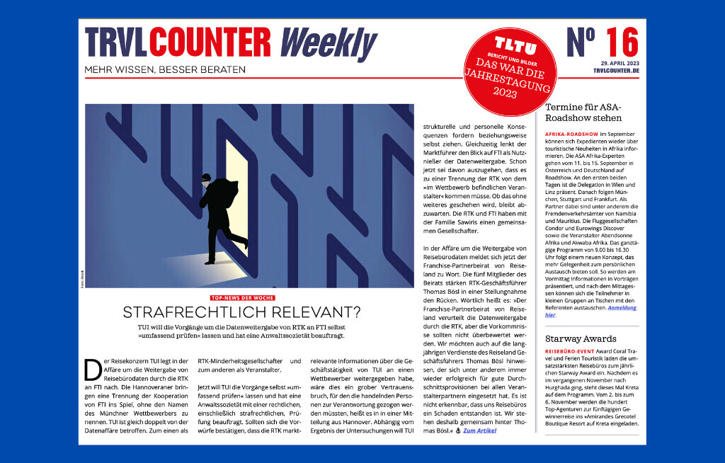 TRVL Counter WEEKLY Nr. 16 vom 28. April 2023