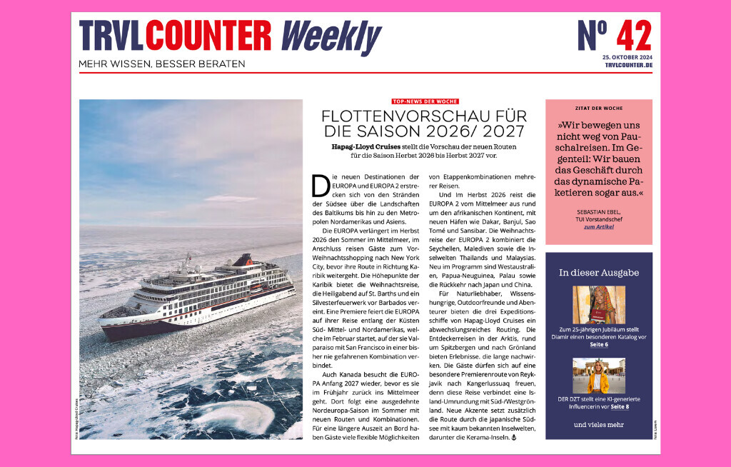 TRVL Counter WEEKLY Nr. 42 vom 25. Oktober 2024