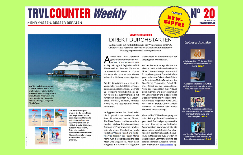 TRVL Counter WEEKLY Nr. 20 vom 26. Mai 2023