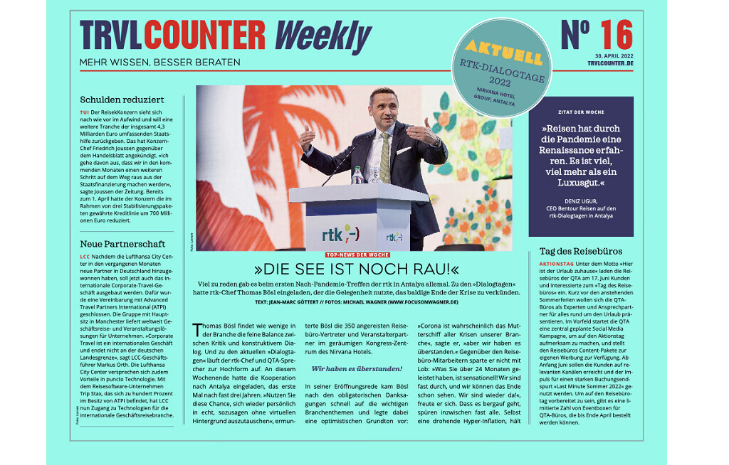 TRVL Counter WEEKLY Nr. 16 vom 30. April 2022
