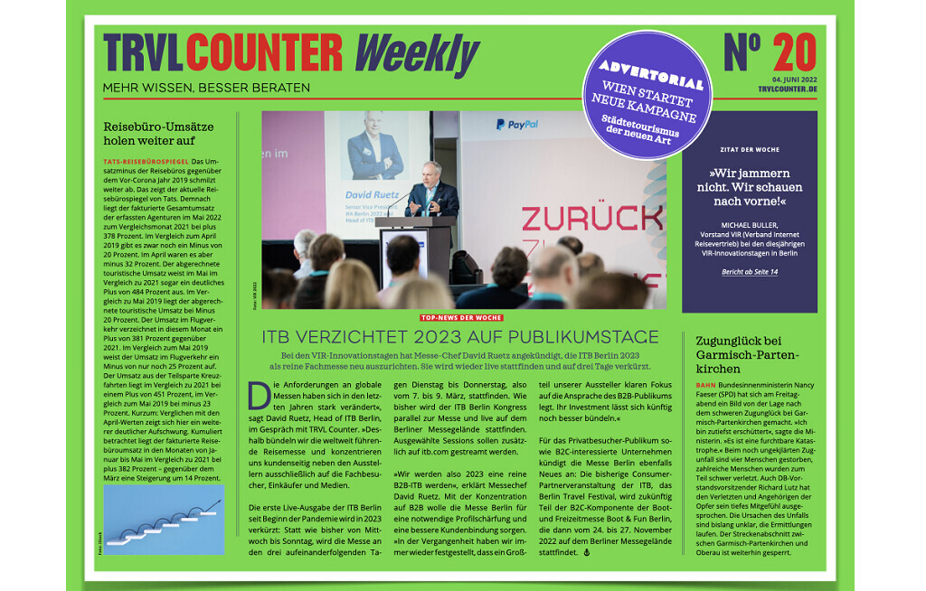 TRVL Counter WEEKLY Nr. 20 vom 04. Juni 2022