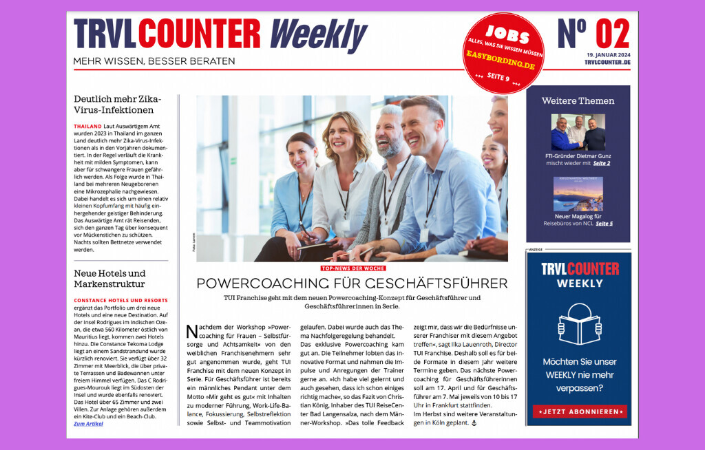 TRVL Counter WEEKLY Nr. 2 vom 19. Januar 2024