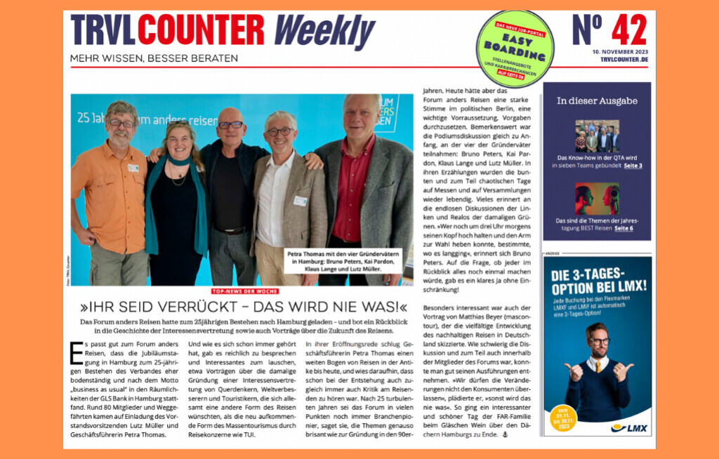 TRVL Counter WEEKLY Nr. 42 vom 10. November 2023