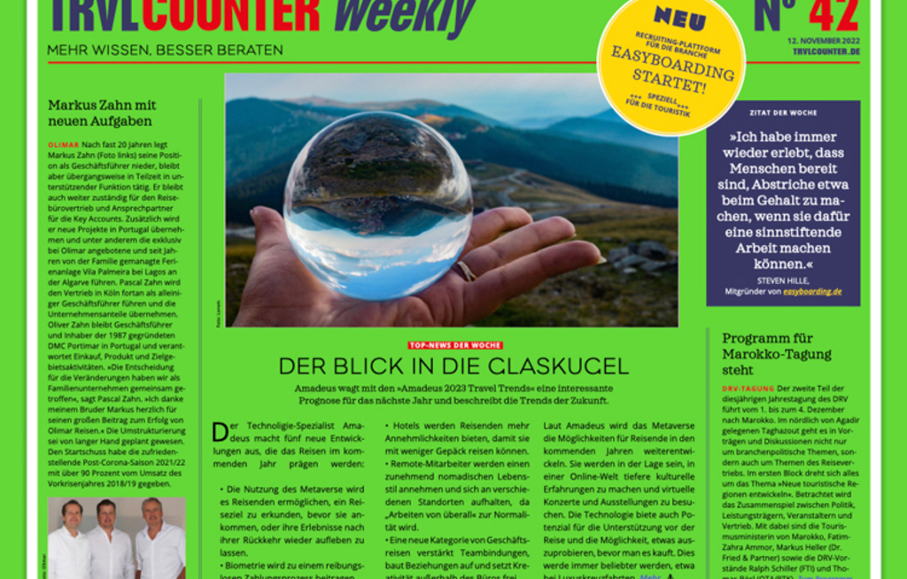 TRVL Counter WEEKLY Nr. 42 vom 12. November 2022
