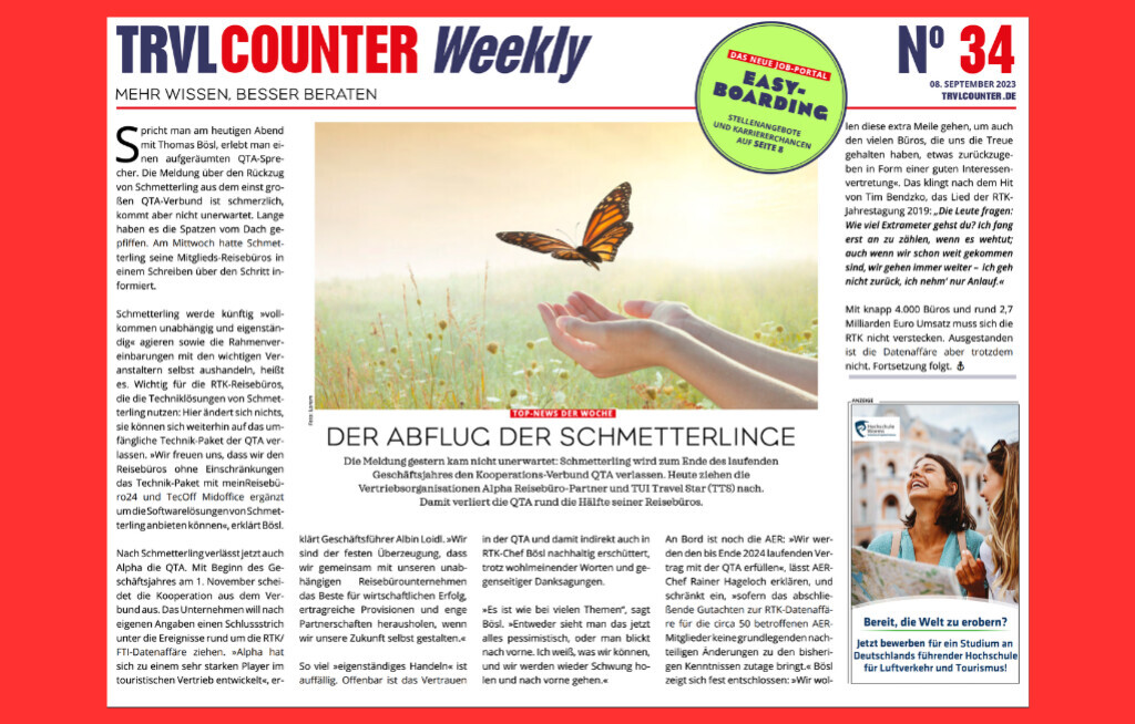 TRVL Counter WEEKLY Nr. 34 vom 08. September 2023