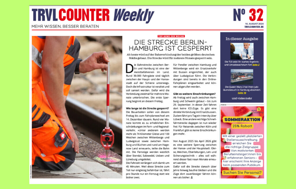 TRVL Counter WEEKLY Nr. 32 vom 16. August 2024