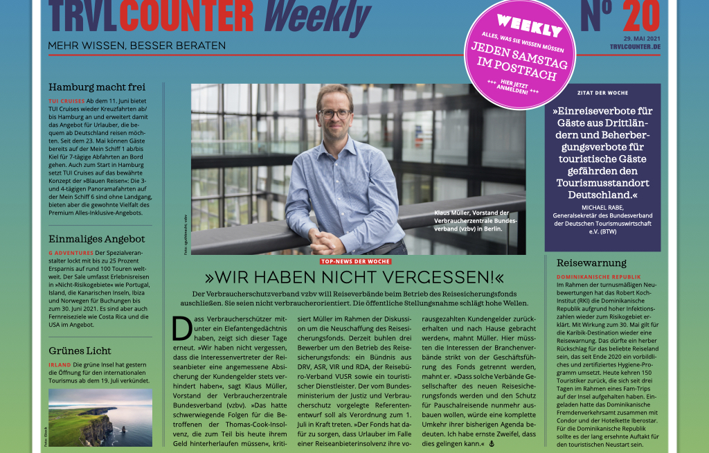 TRVL Counter WEEKLY Nr. 20 vom 29. Mai 2021
