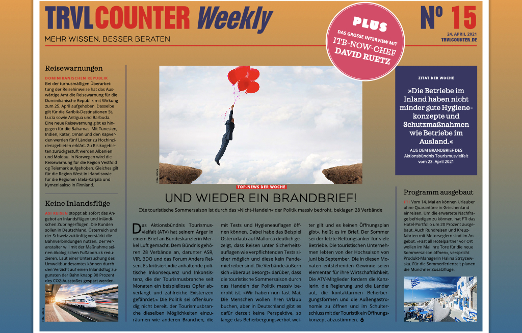 TRVL Counter WEEKLY Nr. 15 vom 24. April 2021