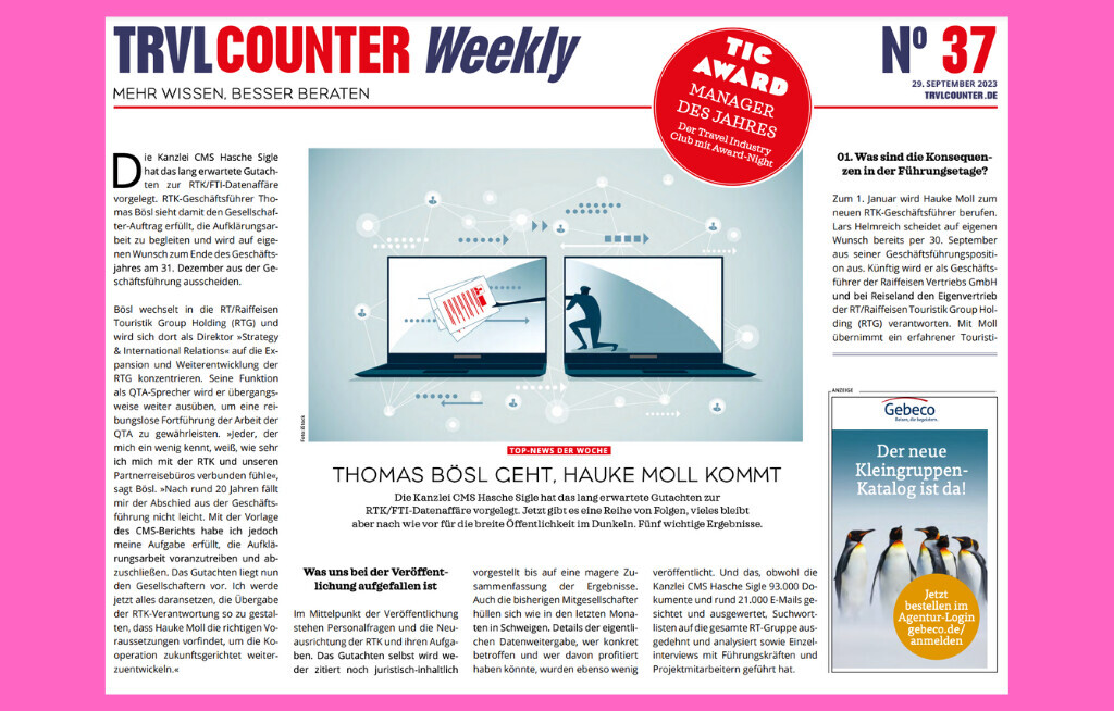 TRVL Counter WEEKLY Nr. 37 vom 29. September 2023