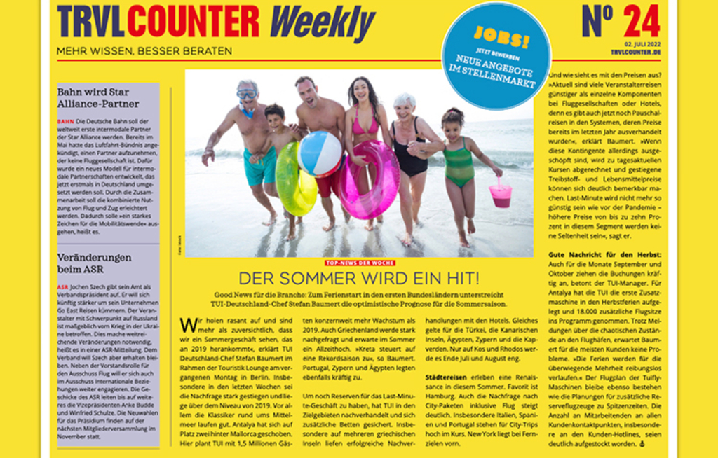 TRVL Counter WEEKLY Nr. 24 vom 02. Juli 2022