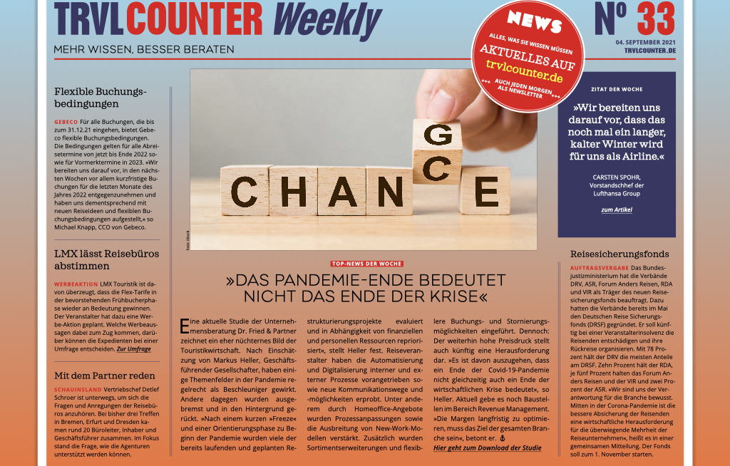 TRVL Counter WEEKLY Nr. 33 vom 04. September 2021