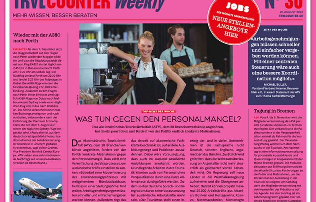 TRVL Counter WEEKLY Nr. 30 vom 20. August 2022