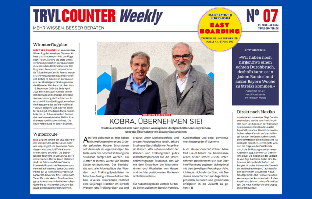 TRVL Counter WEEKLY Nr. 7 vom 23. Februar 2024