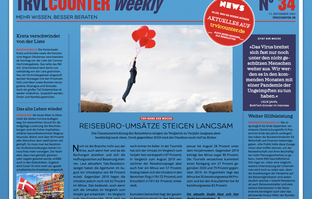 TRVL Counter WEEKLY Nr. 34 vom 11. September 2021
