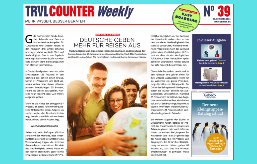TRVL Counter WEEKLY Nr. 39 vom 20. Oktober 2023
