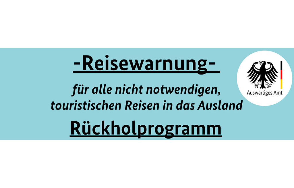 Reisewarnung für touristischen Reisen weltweit