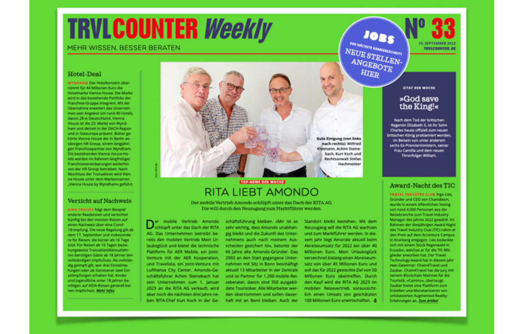 TRVL Counter WEEKLY Nr. 33 vom 10. September 2022