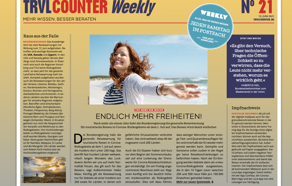 TRVL Counter WEEKLY Nr. 21 vom 12. Juni 2021