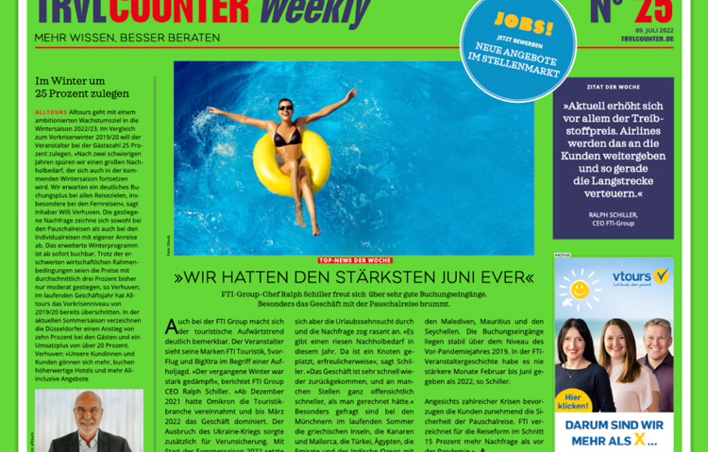 TRVL Counter WEEKLY Nr. 25 vom 09. Juli 2022
