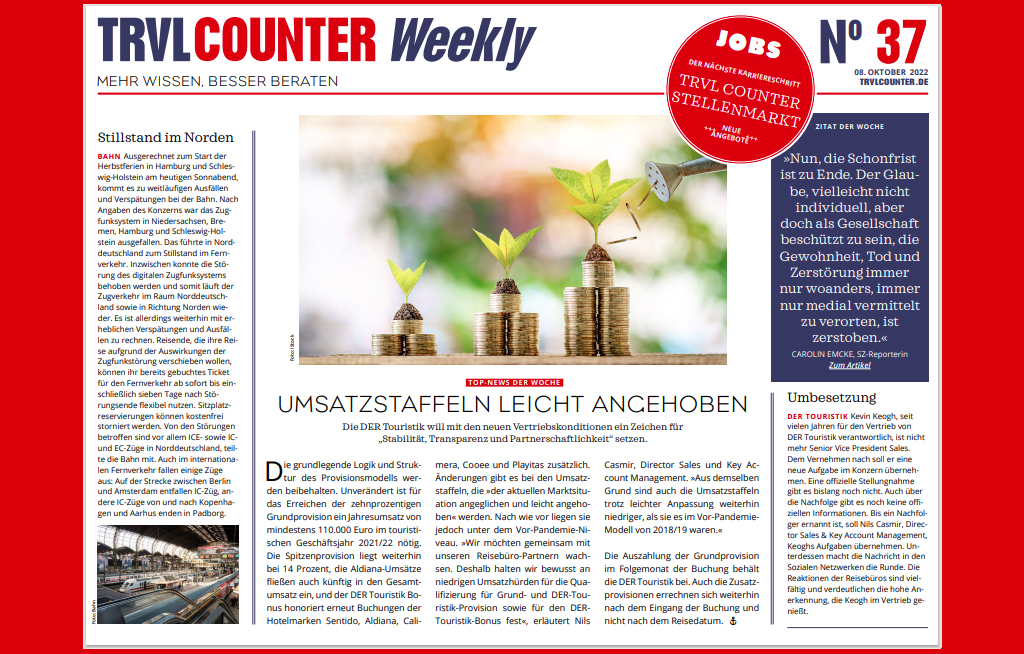 TRVL Counter WEEKLY Nr. 37 vom 08. Oktober 2022