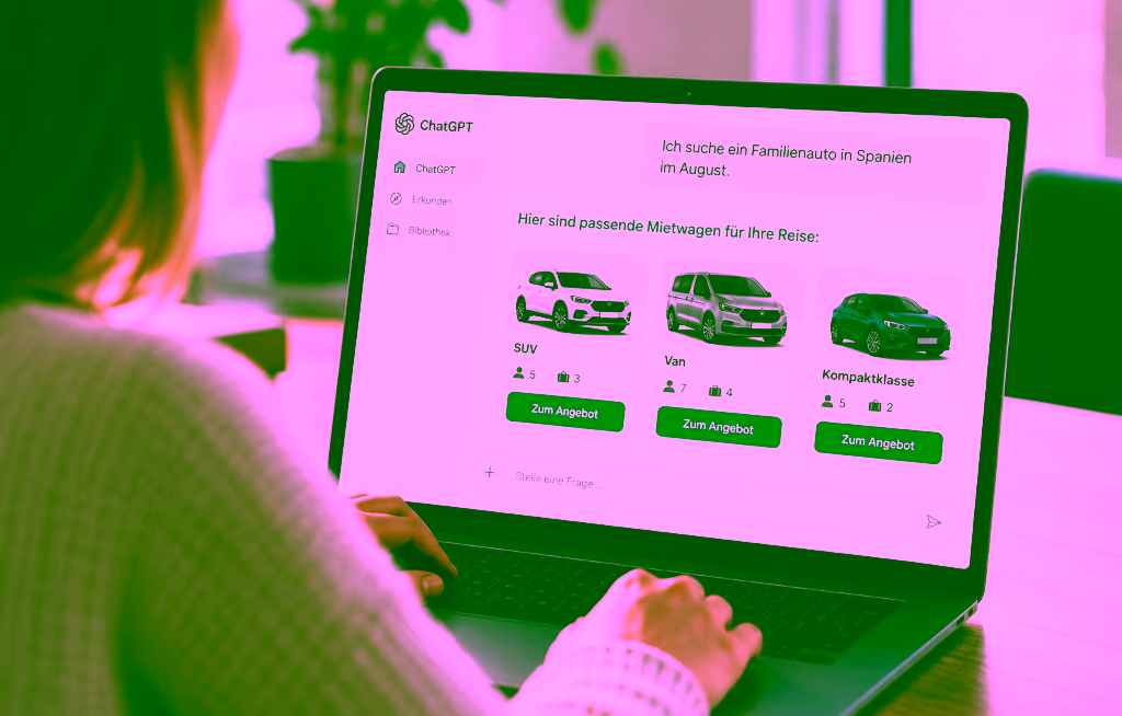 Vom Reisewunsch zum Mietwagenangebot: Sunny Cars ermöglicht die Fahrzeugsuche per Texteingabe oder Sprachbefehl über Chat GPT