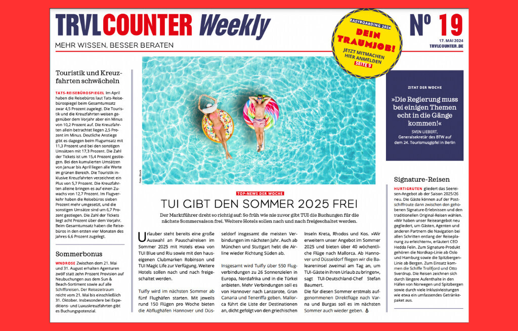 TRVL Counter WEEKLY Nr. 19 vom 17. Mai 2024