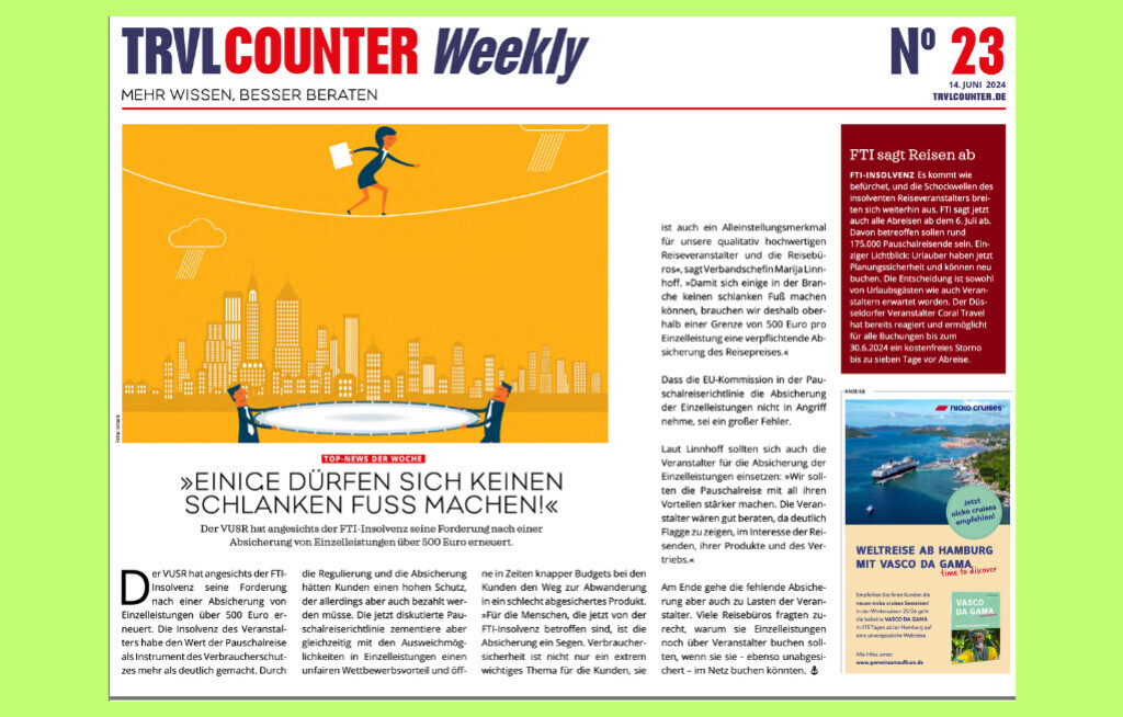 TRVL Counter WEEKLY Nr. 23 vom 14. Juni 2024