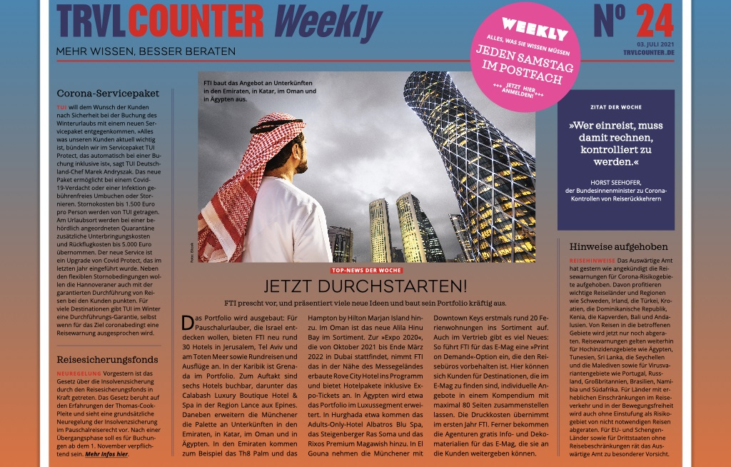 TRVL Counter WEEKLY Nr. 24 vom 03. Juli 2021