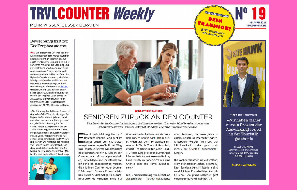 TRVL Counter WEEKLY Nr. 15 vom 19. April 2024