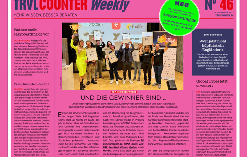 TRVL Counter WEEKLY Nr. 46 vom 11. Dezember 2022