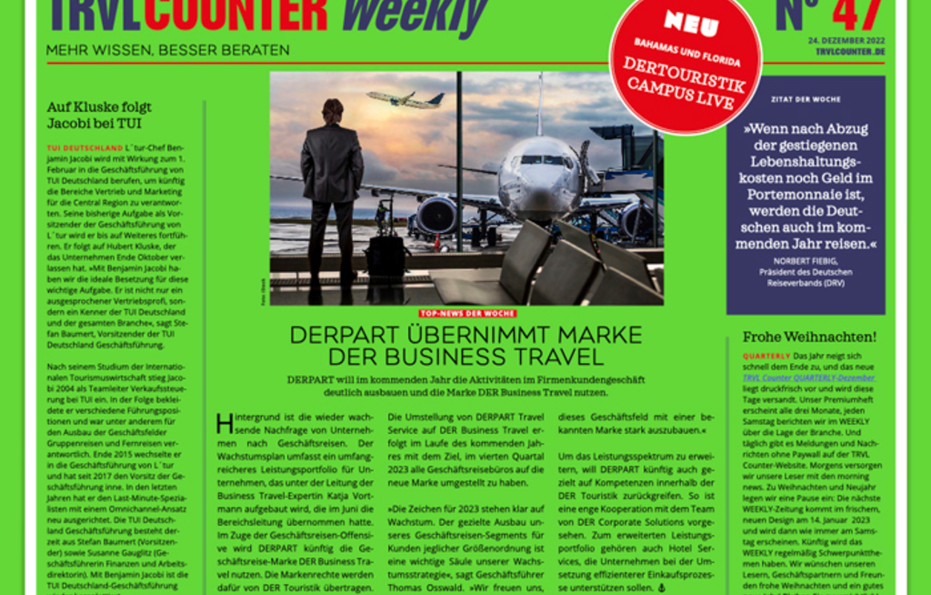 TRVL Counter WEEKLY Nr. 47 vom 24. Dezember 2022