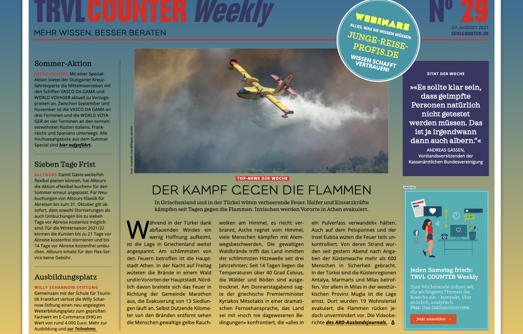 TRVL Counter WEEKLY Nr. 29 vom 07. August 2021