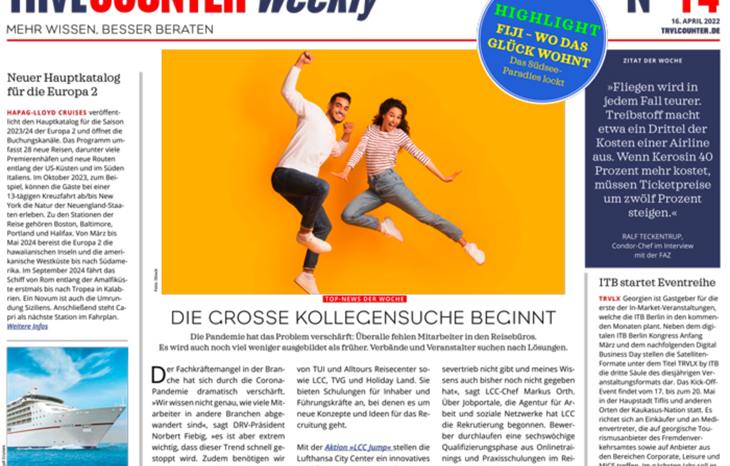 TRVL Counter WEEKLY Nr. 14 vom 16. April 2022
