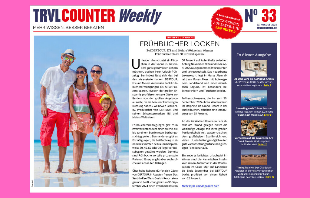 TRVL Counter WEEKLY Nr. 33 vom 24. August 2024