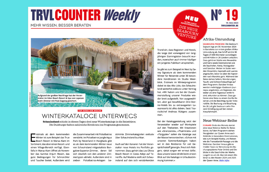 TRVL Counter WEEKLY Nr. 19 vom 19. Mai 2023