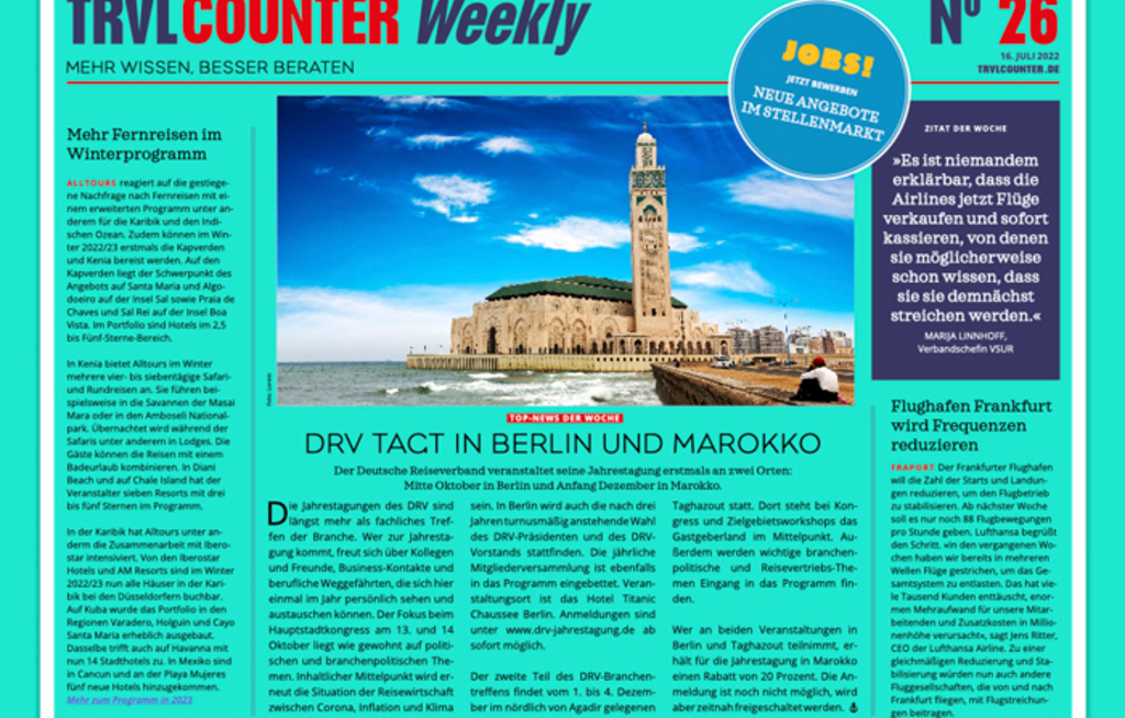 TRVL Counter WEEKLY Nr. 26 vom 16. Juli 2022