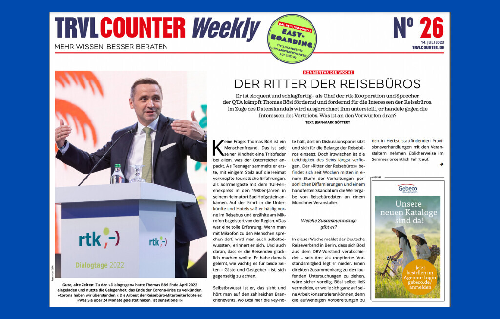 TRVL Counter WEEKLY Nr. 26 vom 14. Juli 2023