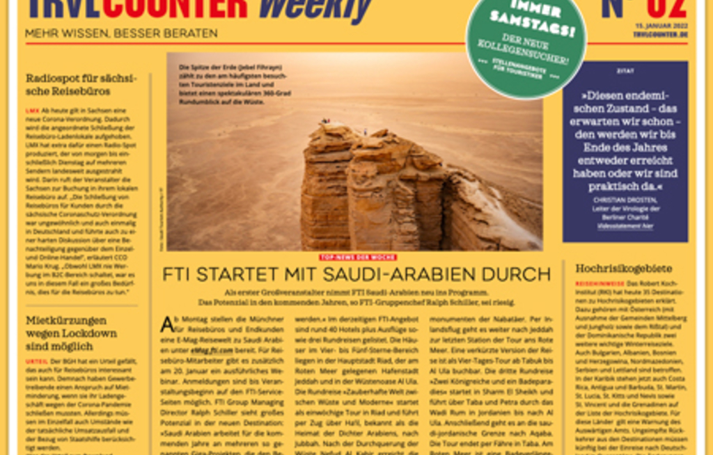 TRVL Counter WEEKLY Nr. 02 vom 15. Januar 2022