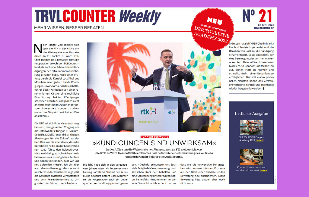 TRVL Counter WEEKLY Nr. 21 vom 02. Juni 2023