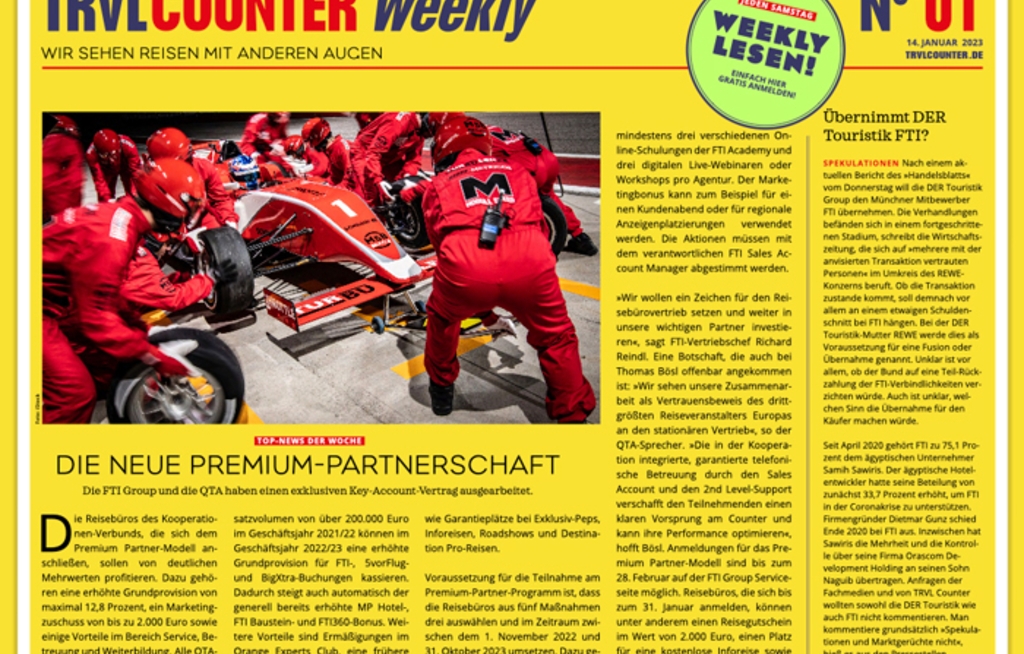 TRVL Counter WEEKLY Nr. 01 vom 14. Januar 2023