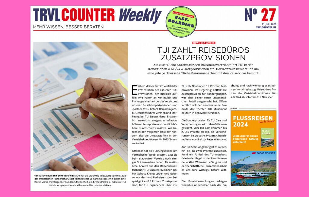 TRVL Counter WEEKLY Nr. 27 vom 21. Juli 2023